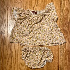 Milkbarn Pink and Yellow Floral Matching Set with Ruffled Sleeves